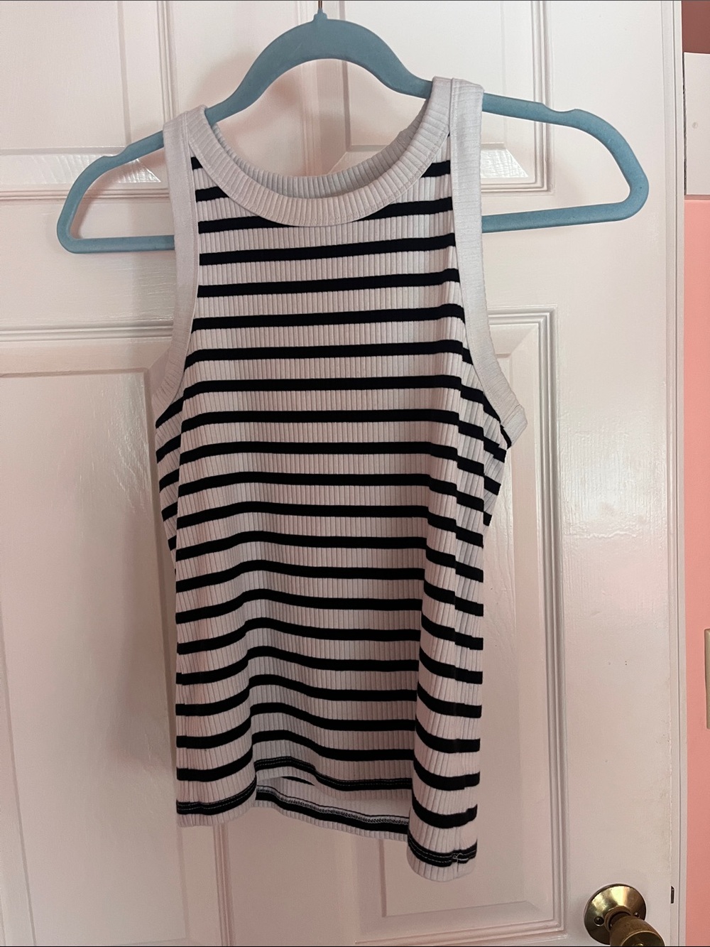 GAP Black and White Striped Ribbed Tank